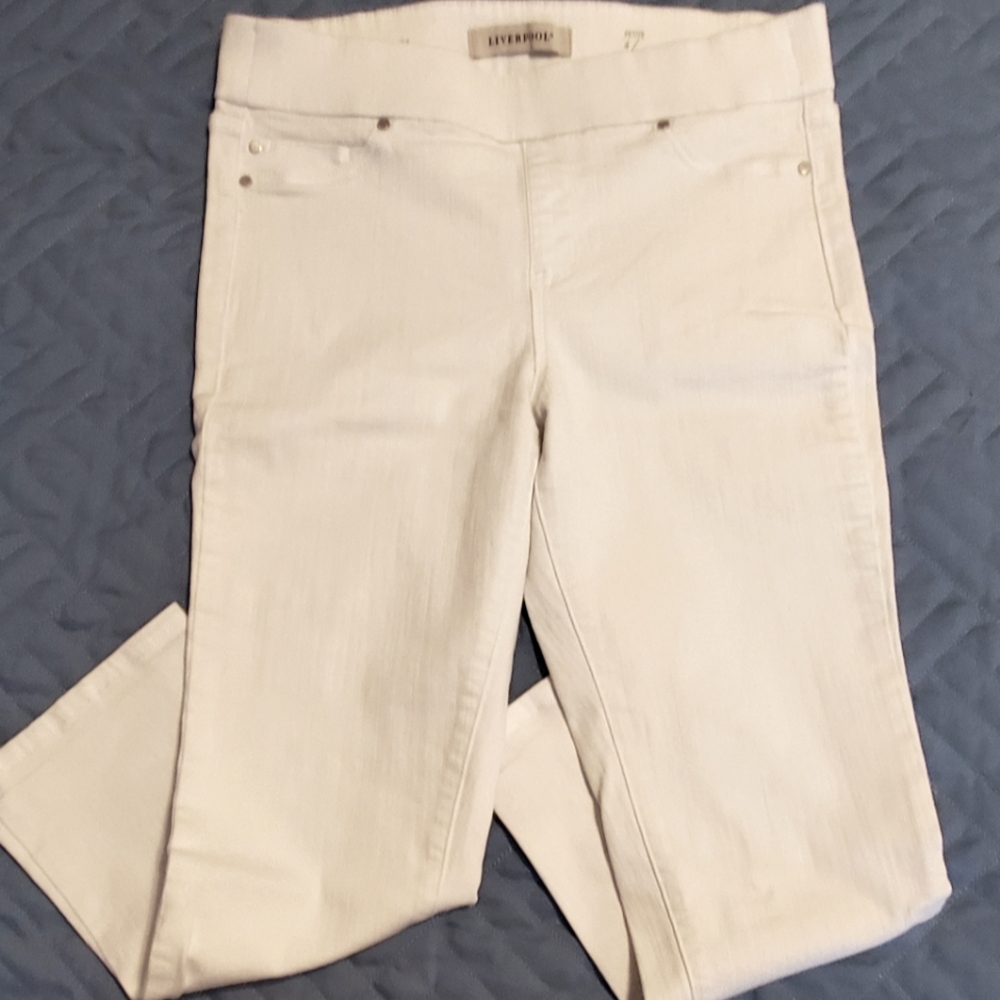 Liverpool cropped white jeans